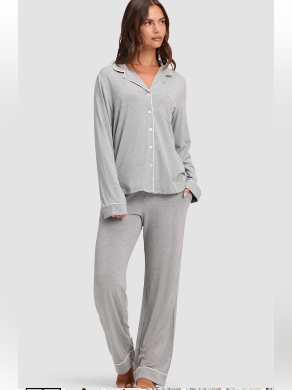 Cozy Earth Grey Long Sleeve Pajama Set With pockets Bamboo XXL NWT